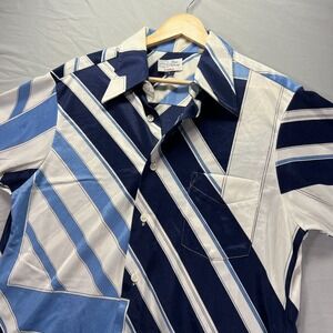 Vintage Enro Shirt Mens Large Nylon Party Rave Rockabilly Button Up Shiny Silky